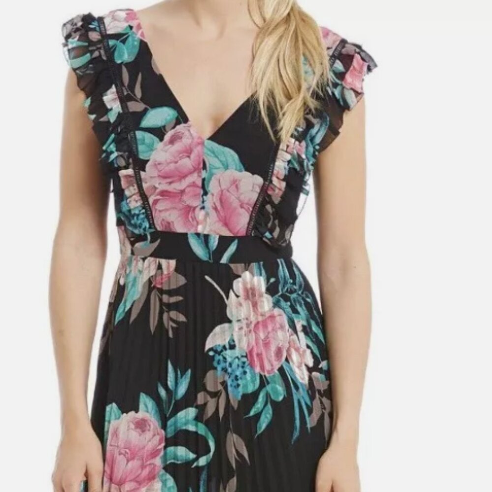 Eliza - J Floral Pleated  Skirt Maxi Dress - Formal